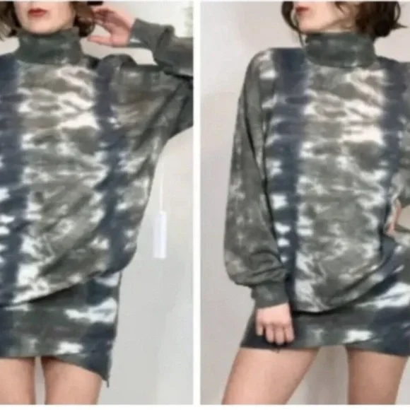 Young fabulous and broke mini zip, turtle neck, tie-dye, long sleeve dress SzM - Picture 6 of 16